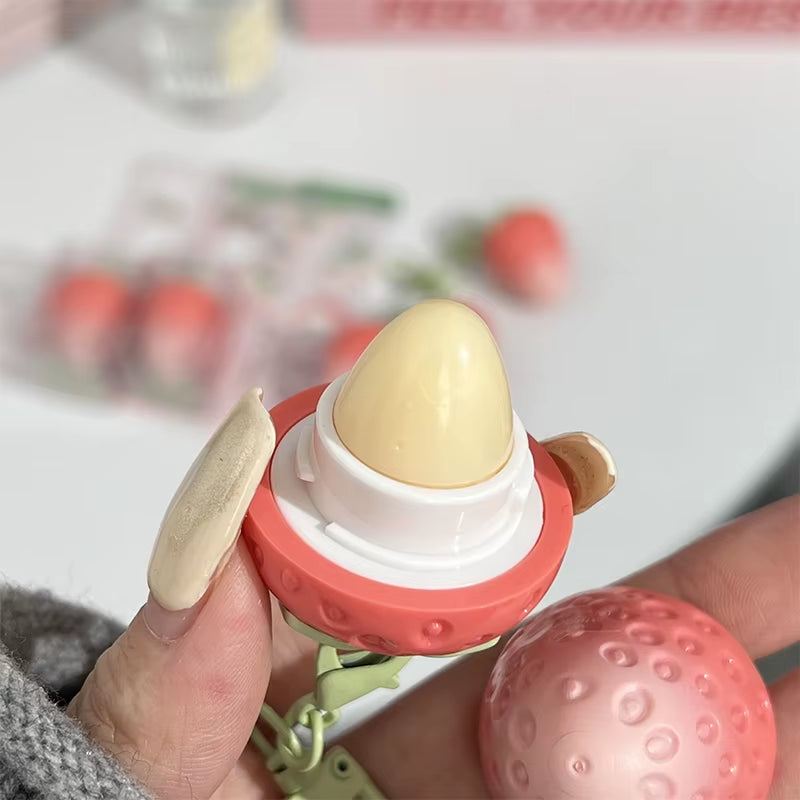 Mini Strawberry Warm Change Lip Balm Moisturizing Anti-Dry Easy to Carry Lipstick Colored Lip Tint for Makeup Gloss